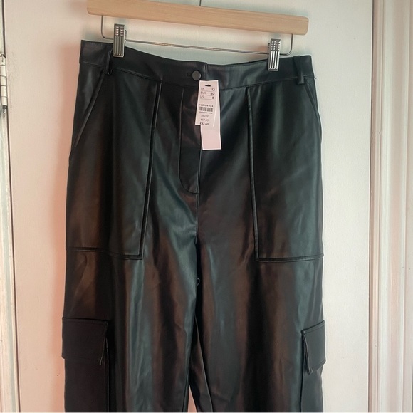 NWT TOPSHOP faux leather cargo trouser size 8 - Picture 1 of 9